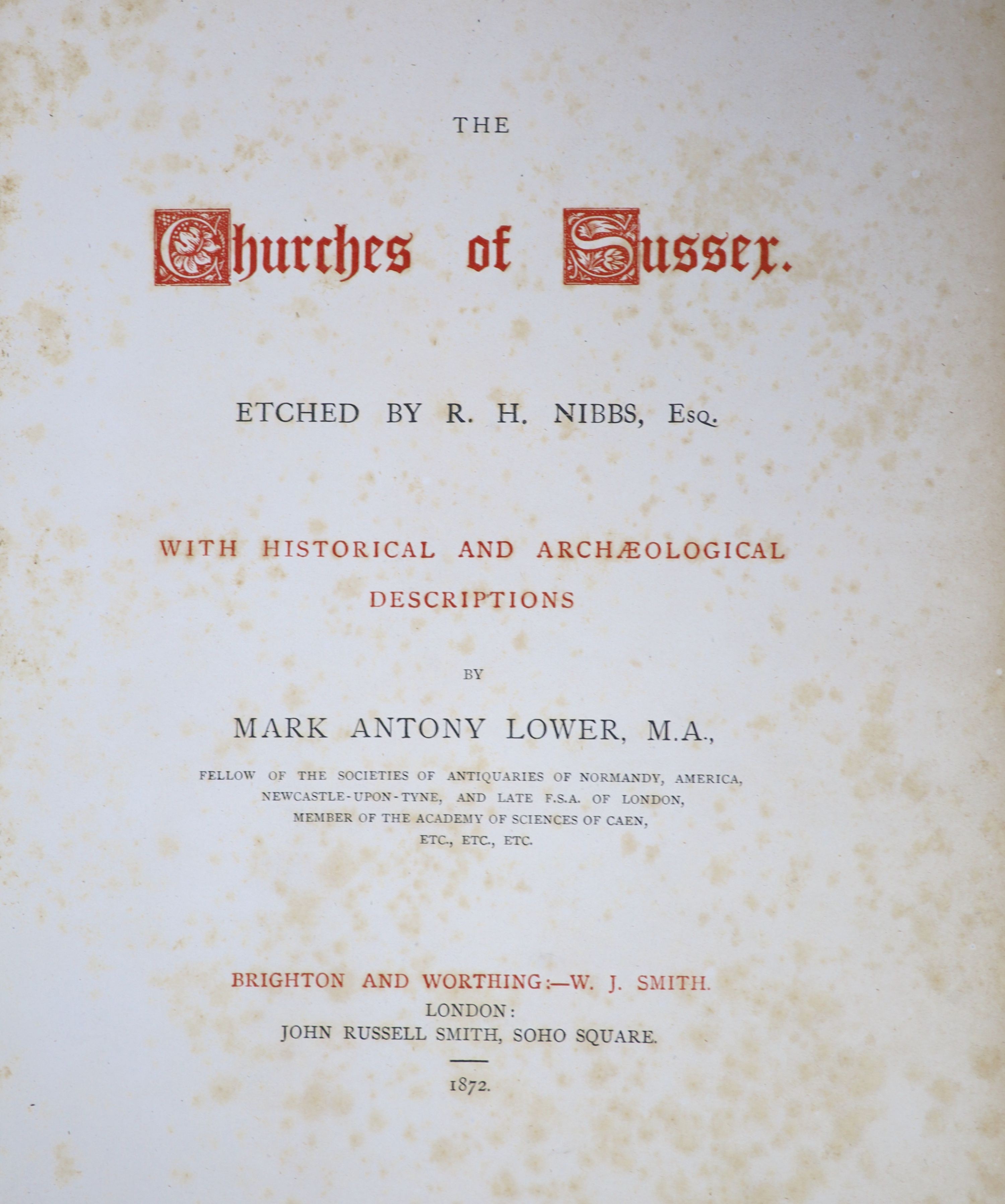 Horsfield, Rev. T.W - The History and Antiquities of Lewes and its Vicinity, 1st edition, 2 vols in 1, qto, cloth, with folding plate, spotted throughout, - ‘’View from South Street’’, J. Baxter, Lewes, 1824; Lower, Mark